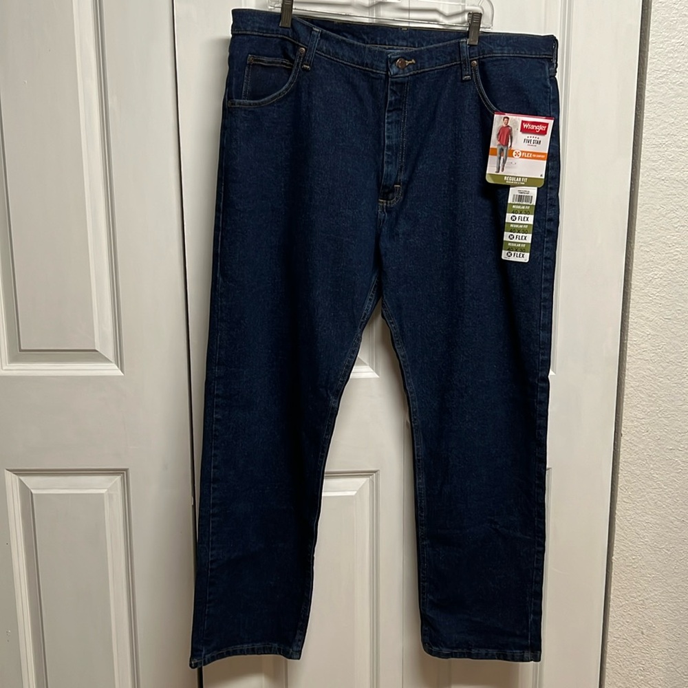 Wrangler Flex Blue Denim 5 Pocket Regular Fit Jeans Size 40 NWT